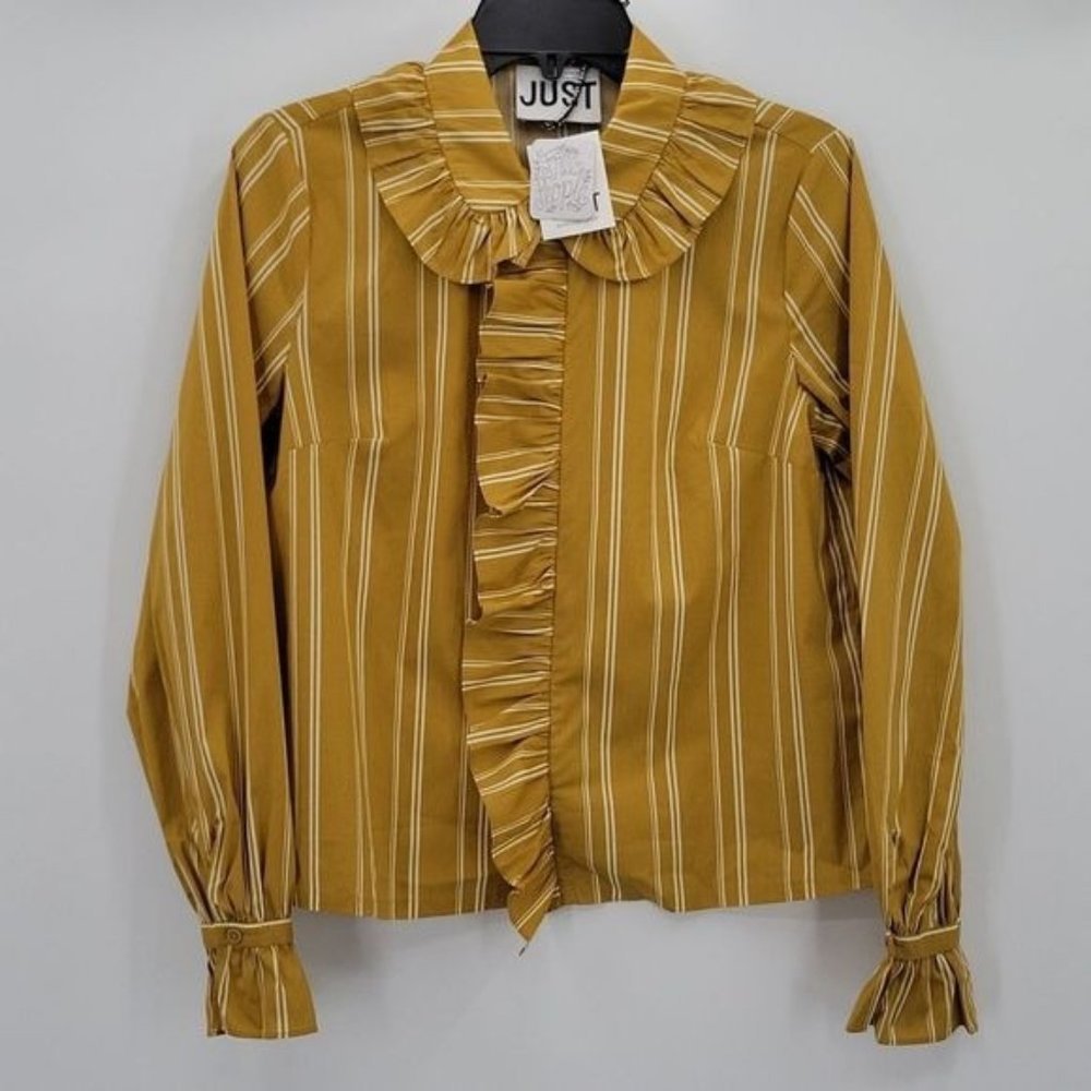 Free People Ruffle-Collar Button-Up Shirt Size XS